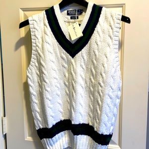 Polo Hand Knit All Cotton Classic Sweater Vest